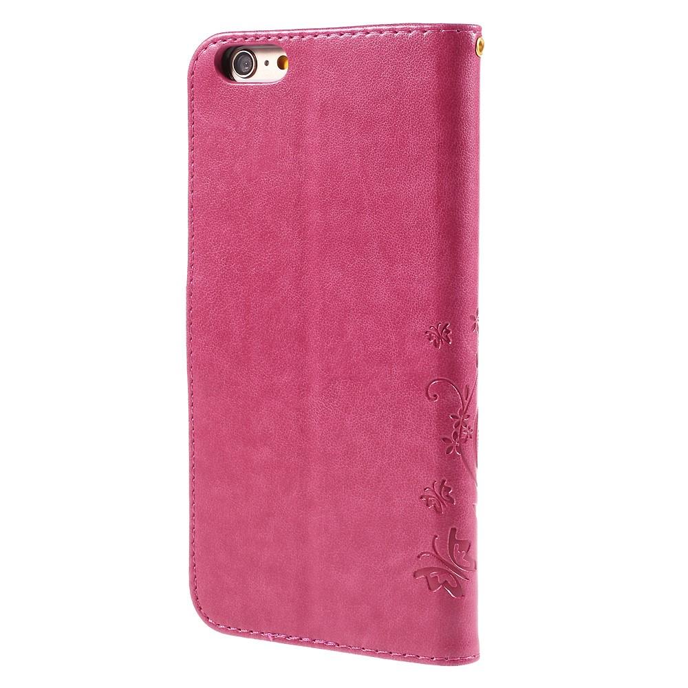 Étui en cuir à papillons pour iPhone 6 Plus/6S Plus, rose