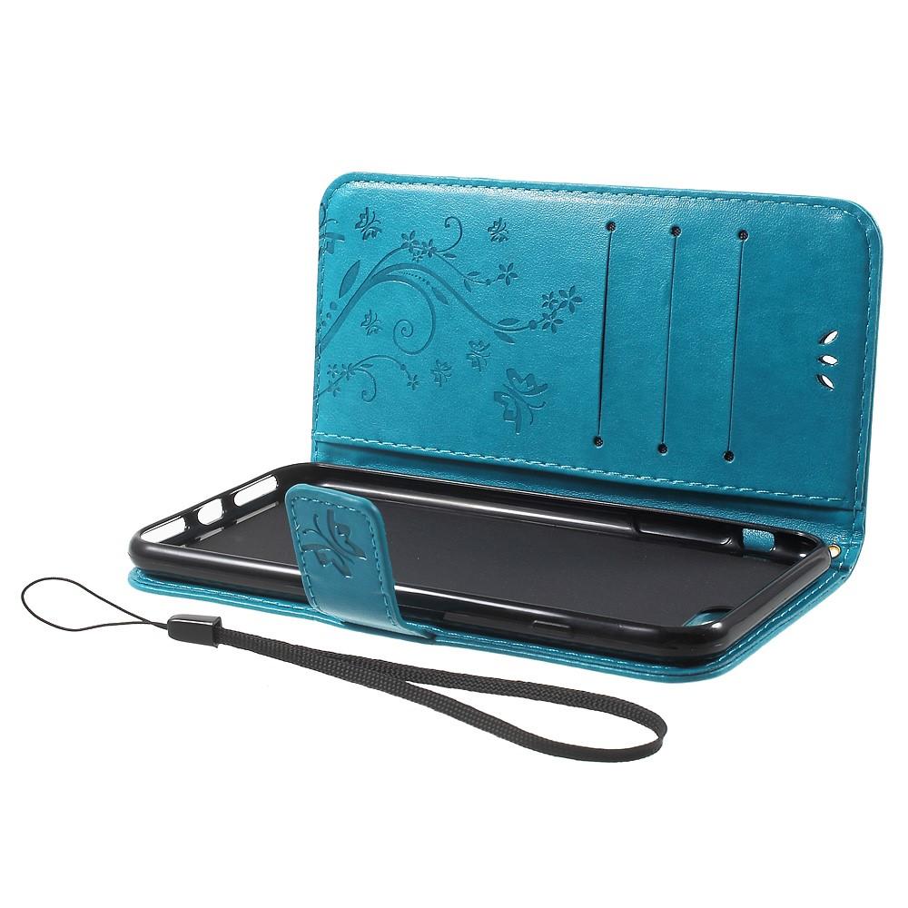 Étui en cuir à papillons pour iPhone 7 Plus/iPhone 8 Plus, Bleu
