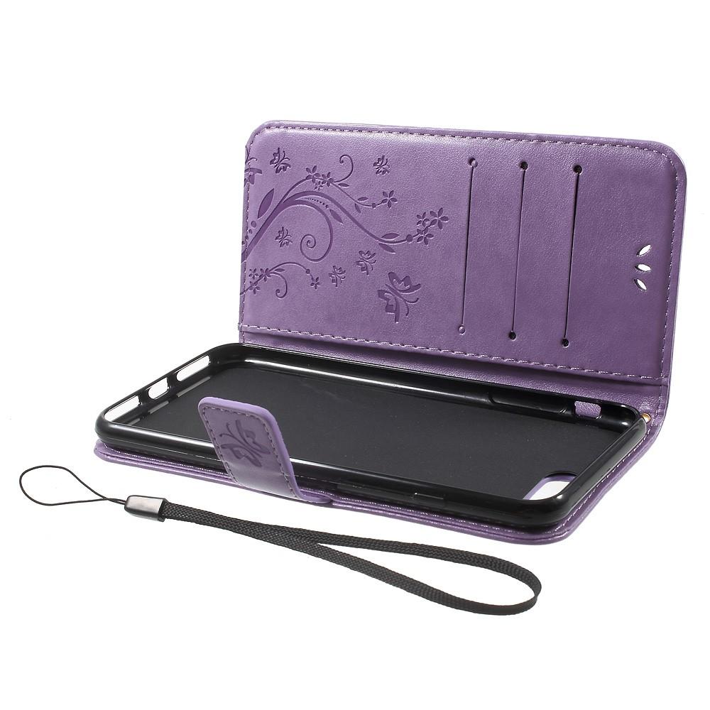 Étui en cuir à papillons pour iPhone 7 Plus/iPhone 8 Plus, Violet