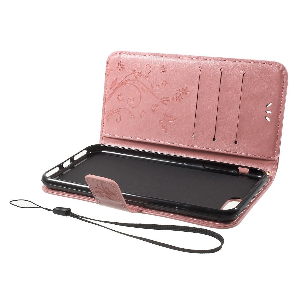 Étui en cuir à papillons pour iPhone 7 Plus/iPhone 8 Plus, Rose
