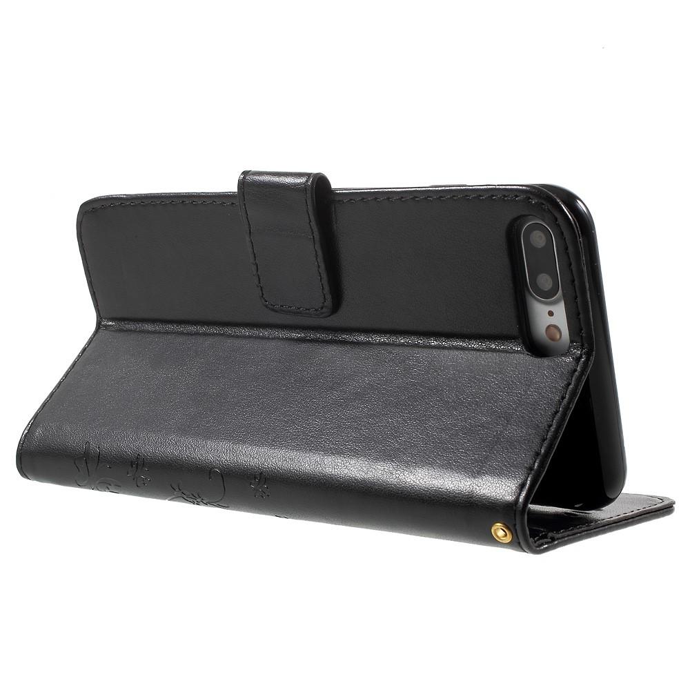 Étui en cuir à papillons pour Apple iPhone 7 Plus/iPhone 8 Plus, Noir