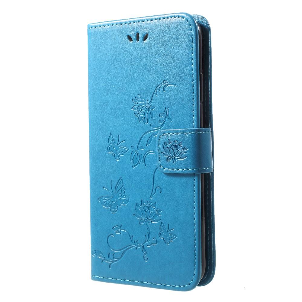 Étui en cuir à papillons pour Apple iPhone Xr, Bleu