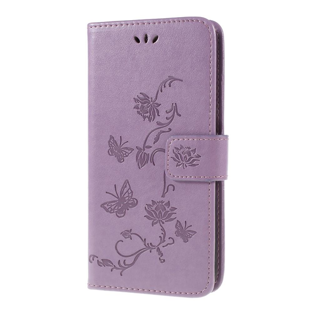 Étui en cuir à papillons pour Samsung Galaxy A10, violet
