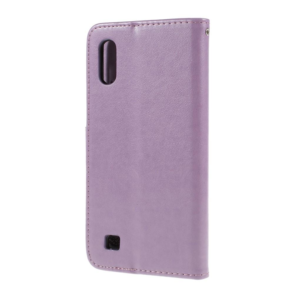 Étui en cuir à papillons pour Samsung Galaxy A10, violet