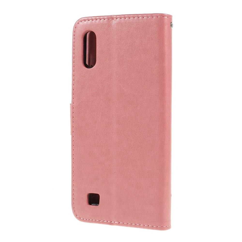 Étui en cuir à papillons pour Samsung Galaxy A10, rose