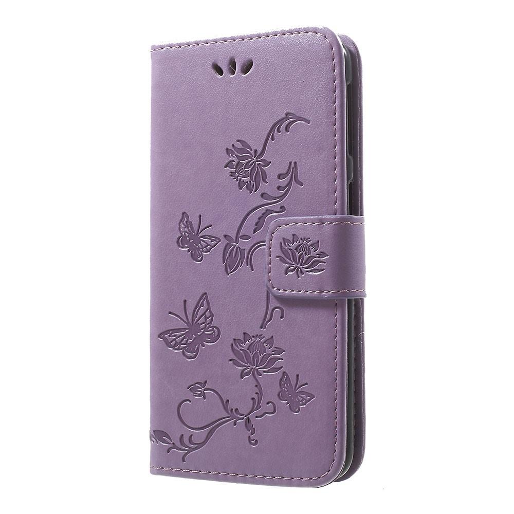 Étui en cuir à papillons pour Samsung Galaxy A20e, violet