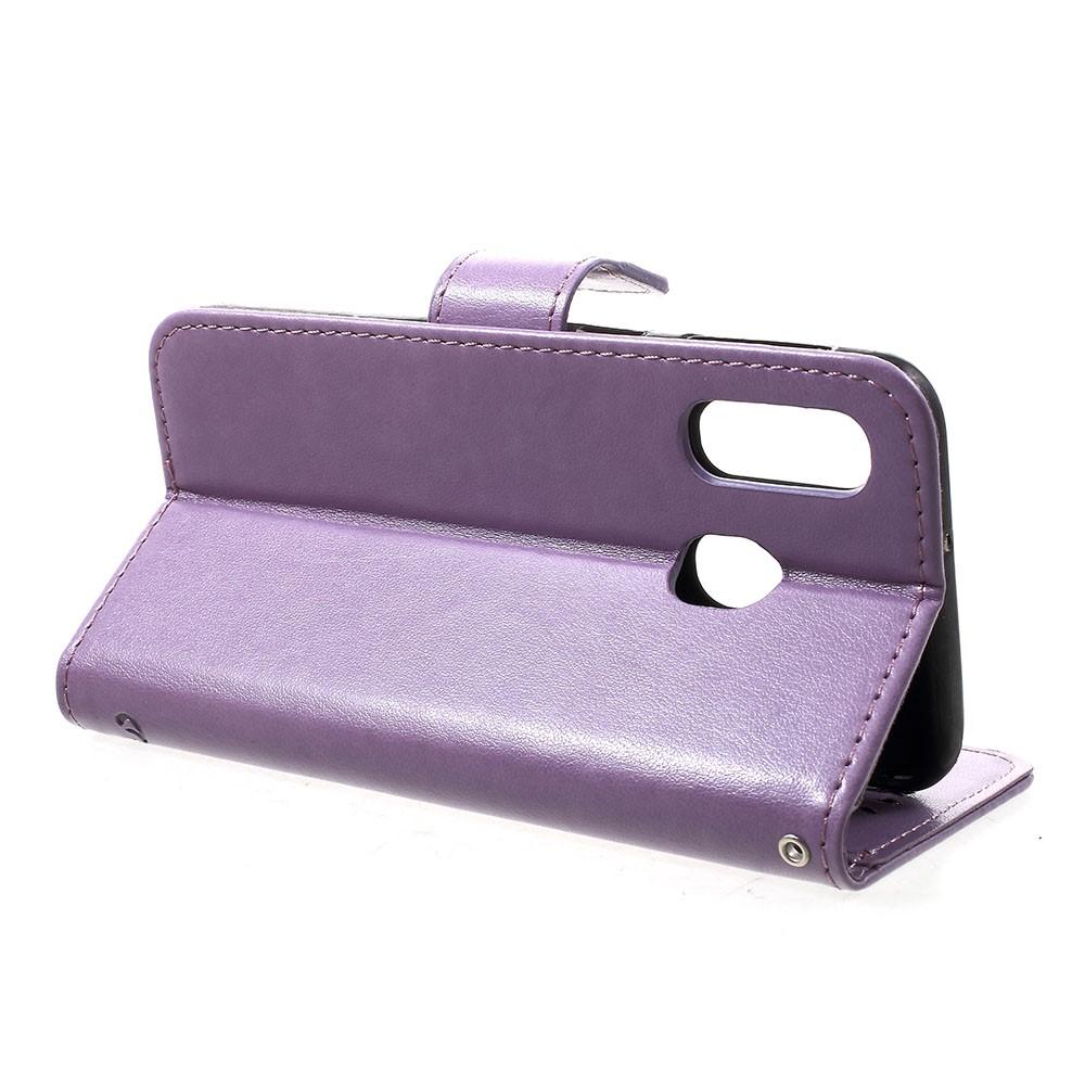 Étui en cuir à papillons pour Samsung Galaxy A20e, Violet