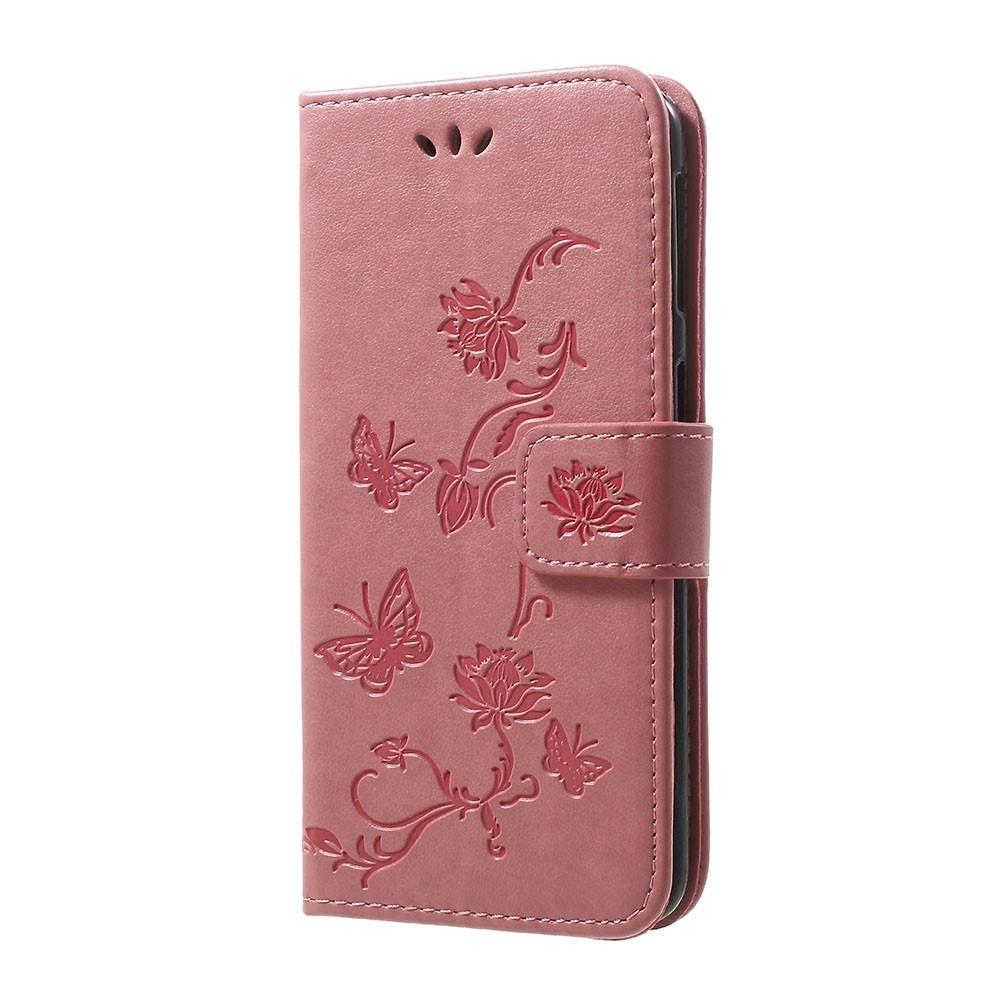 Étui en cuir à papillons pour Samsung Galaxy A40, Rose
