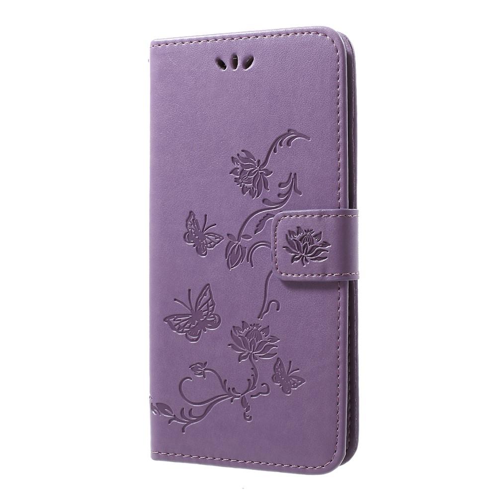 Étui en cuir à papillons pour Samsung Galaxy A50, violet