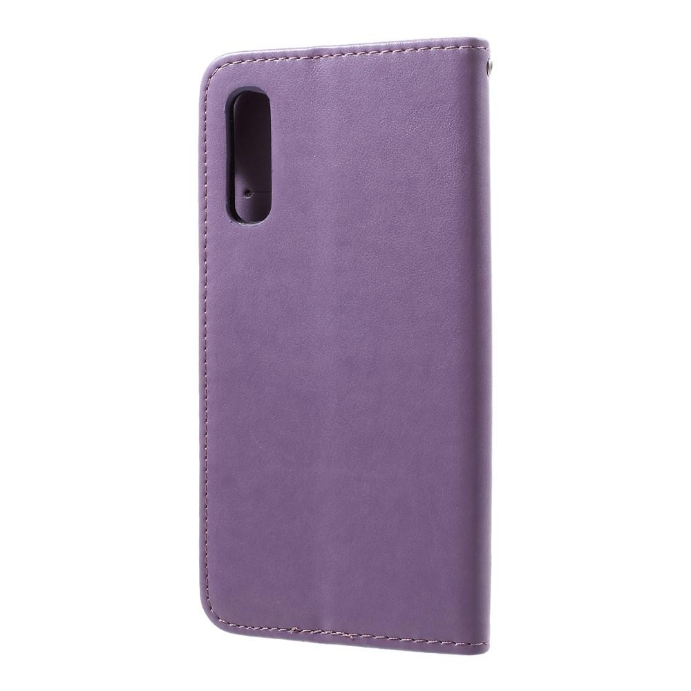 Étui en cuir à papillons pour Samsung Galaxy A50, violet