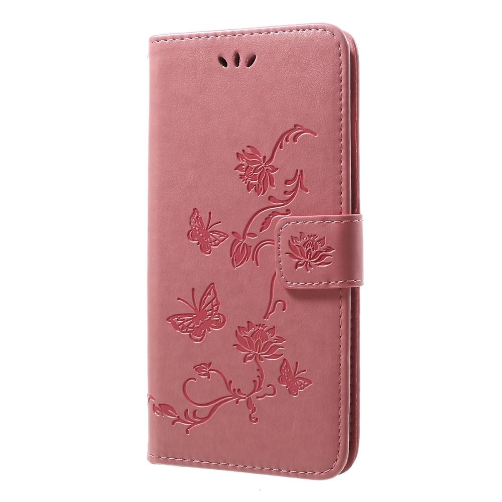 Étui en cuir à papillons pour Samsung Galaxy A50, rose