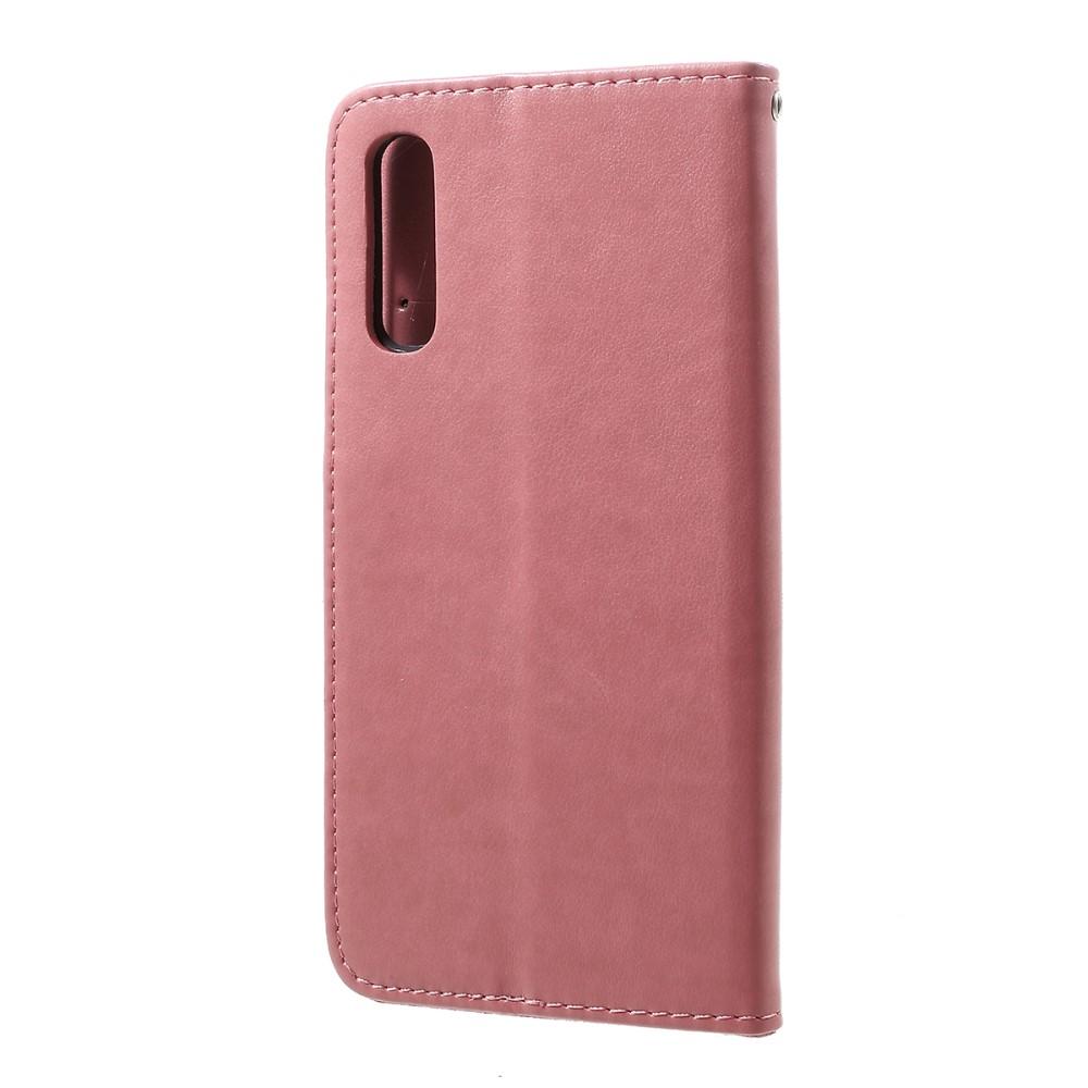 Étui en cuir à papillons pour Samsung Galaxy A50, Rose