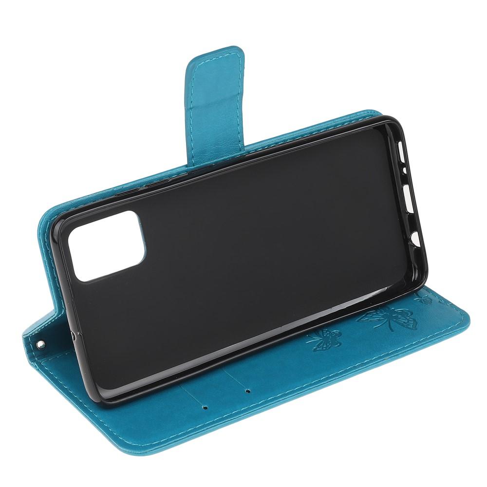 Étui en cuir à papillons pour Samsung Galaxy A51, Bleu