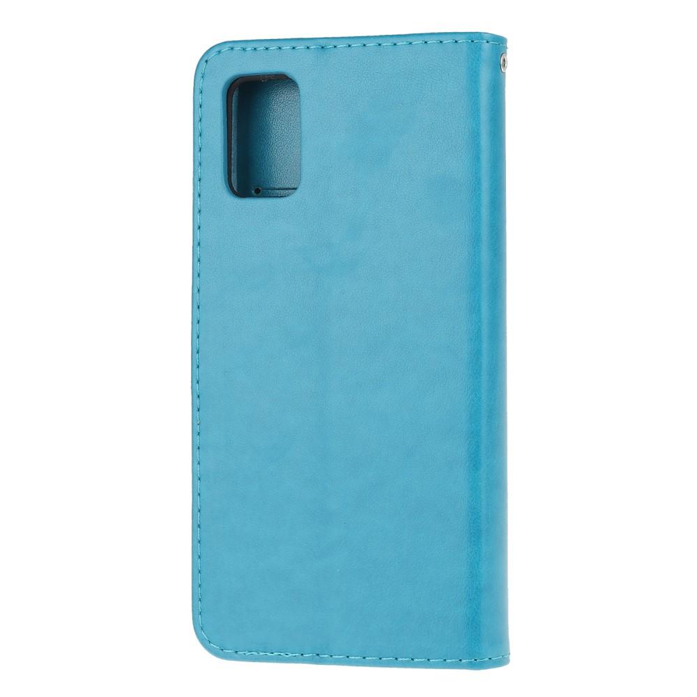 Étui en cuir à papillons pour Samsung Galaxy A51, Bleu