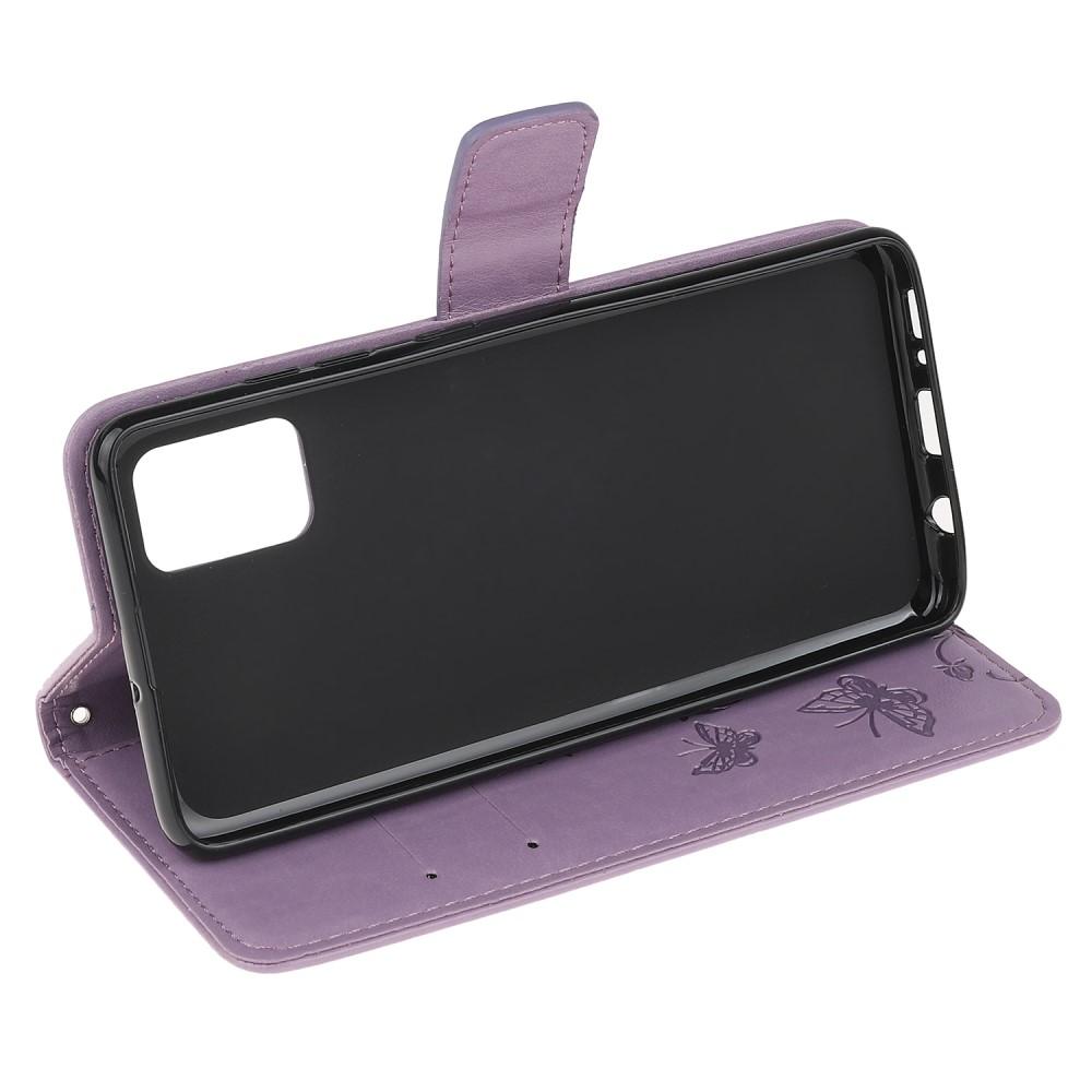Étui en cuir à papillons pour Samsung Galaxy A51, violet