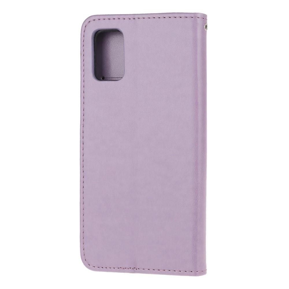 Étui en cuir à papillons pour Samsung Galaxy A51, violet