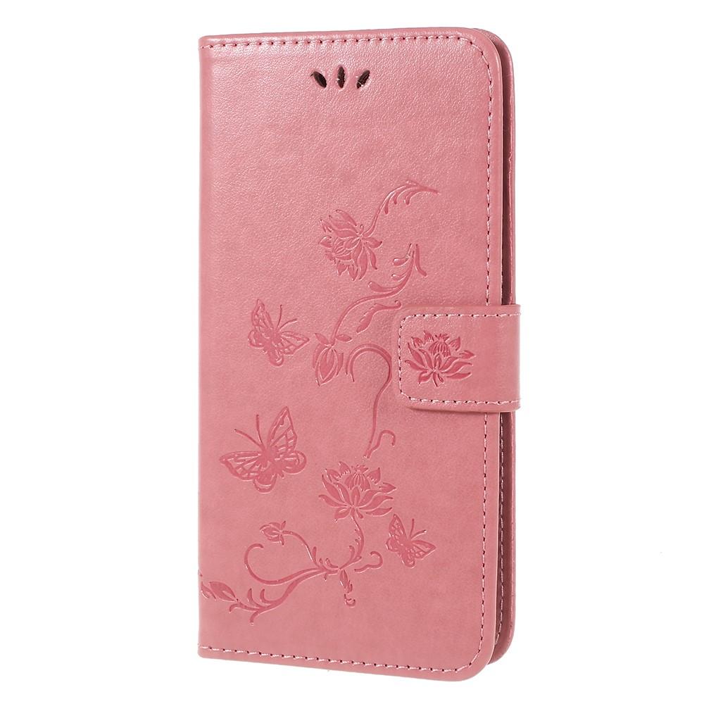 Étui en cuir à papillons pour Samsung Galaxy A6 2018, Rose
