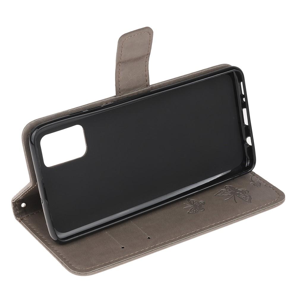Étui en cuir à papillons pour Samsung Galaxy A71, Gris