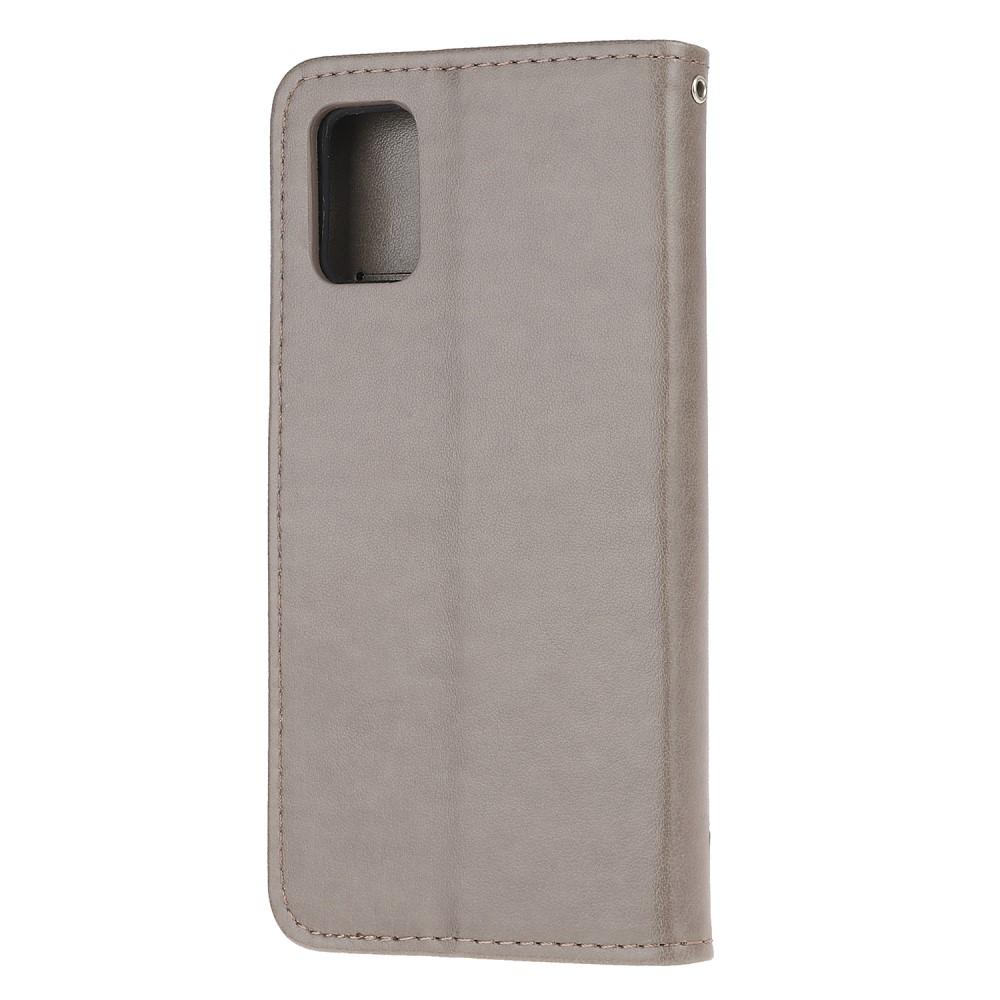 Étui en cuir à papillons pour Samsung Galaxy A71, Gris