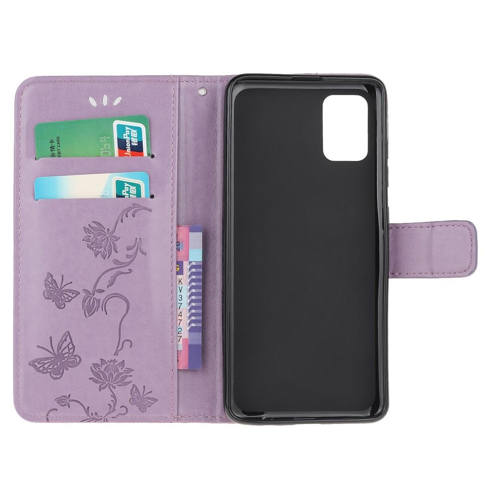 Étui en cuir à papillons pour Samsung Galaxy A71, Violet