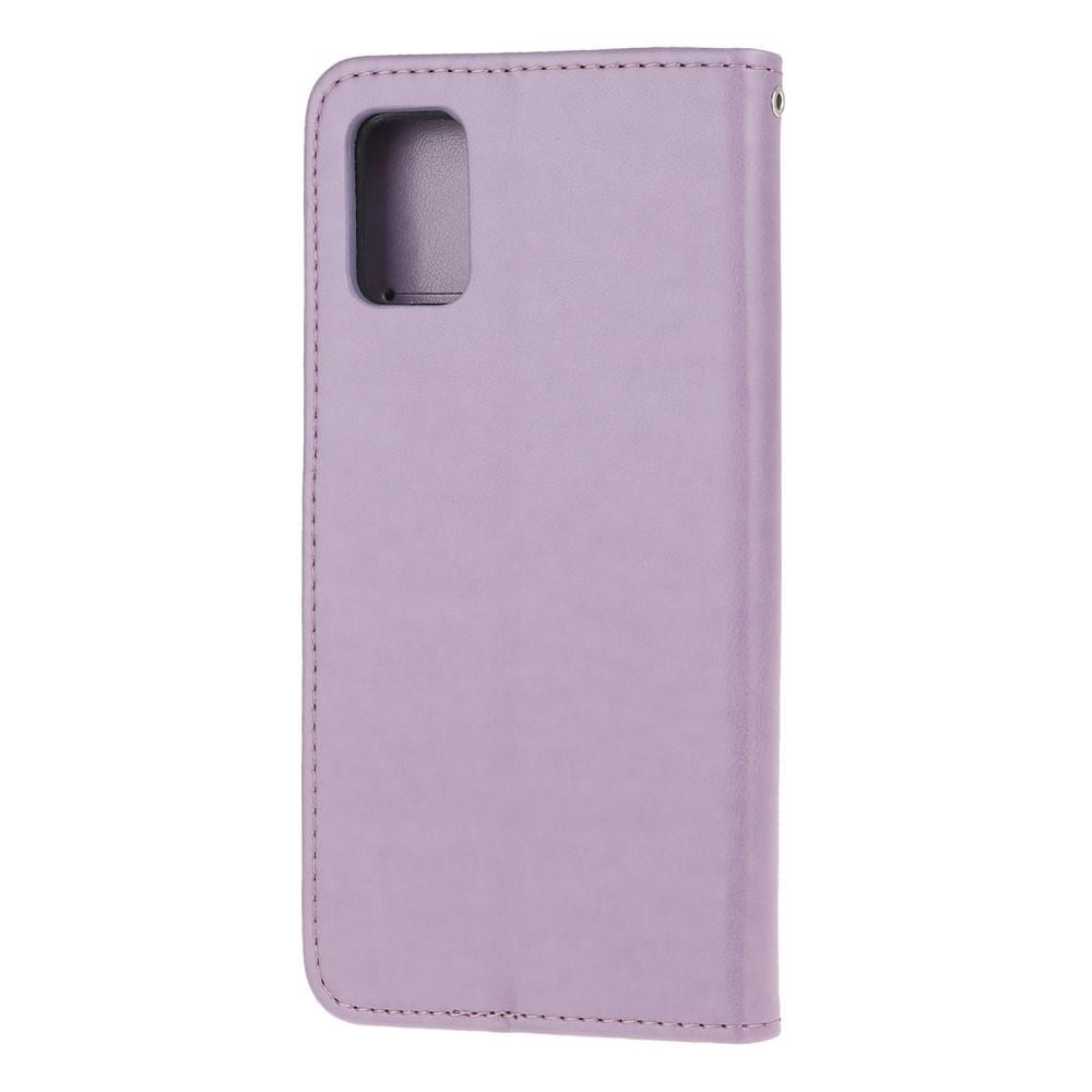 Étui en cuir à papillons pour Samsung Galaxy A71, Violet