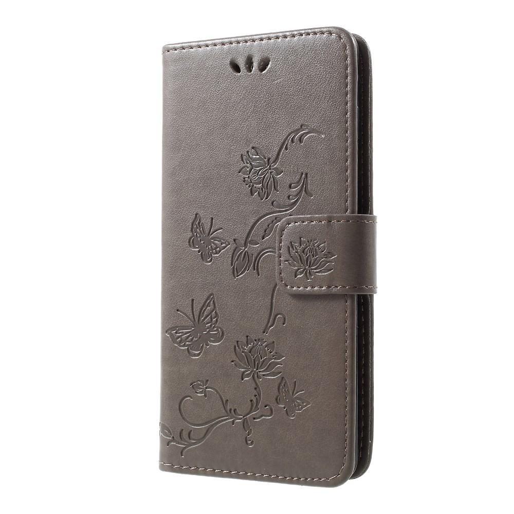 Étui en cuir à papillons pour Samsung Galaxy S10, Gris