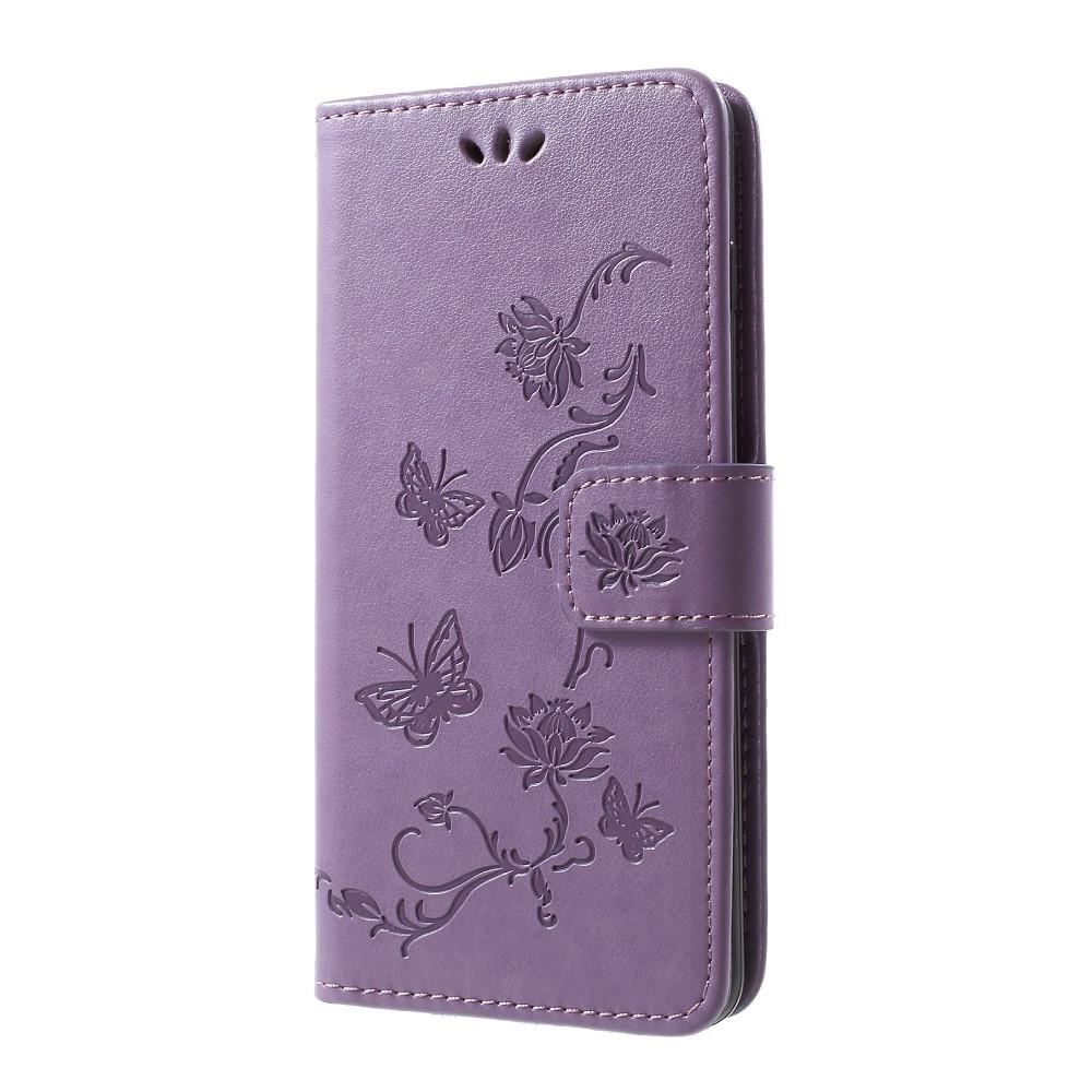 Étui en cuir à papillons pour Samsung Galaxy S10, violet
