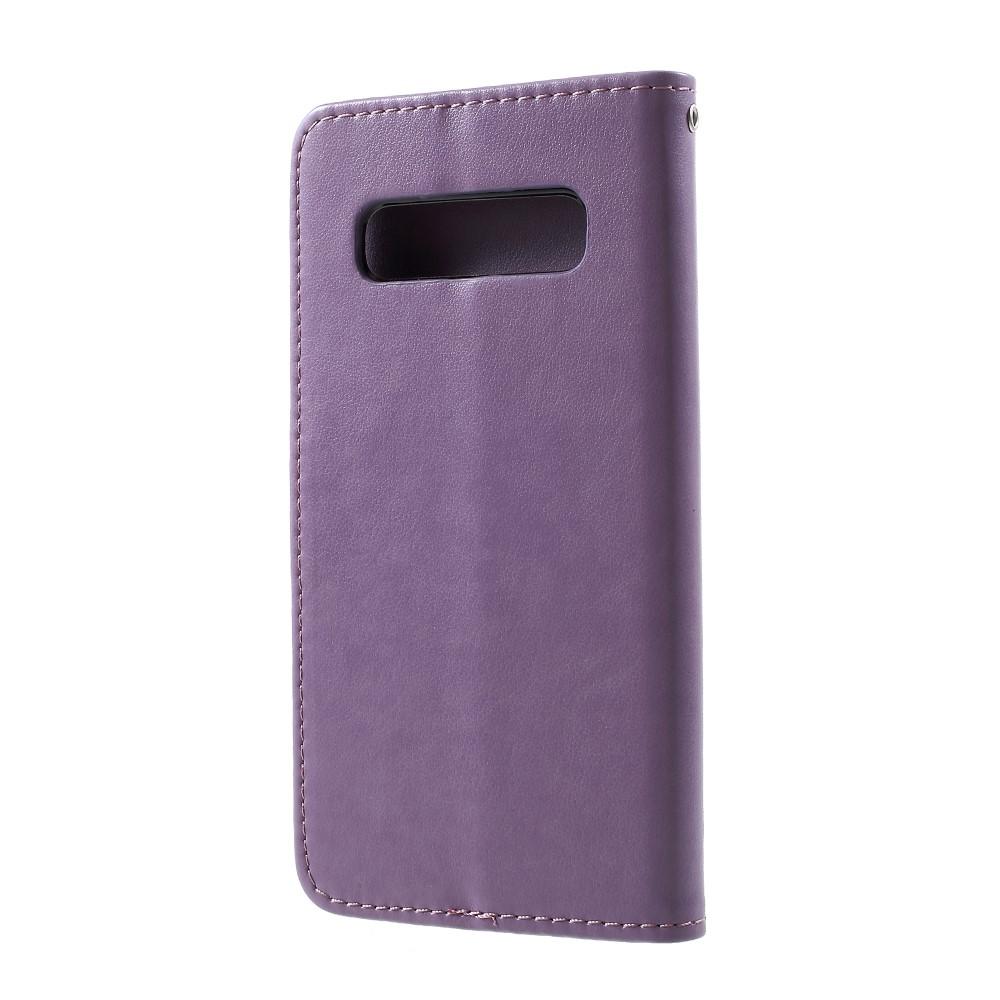 Étui en cuir à papillons pour Samsung Galaxy S10, Violet