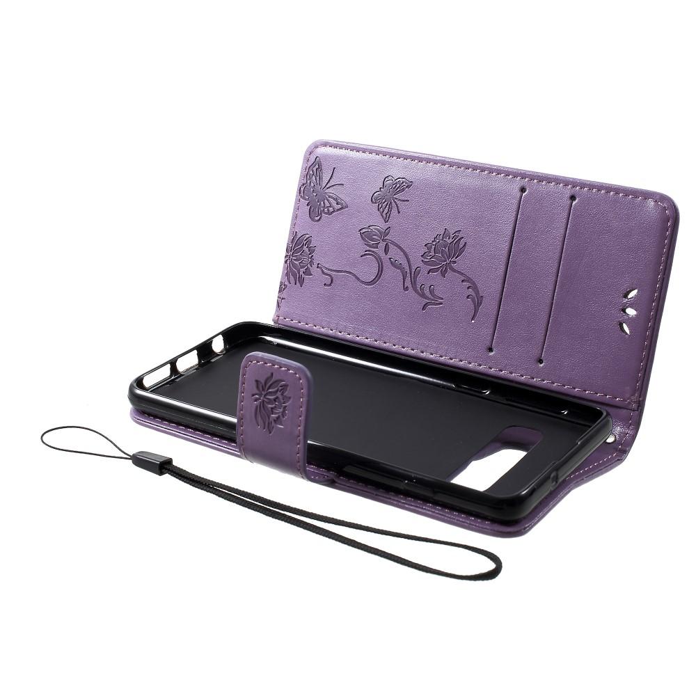 Étui en cuir à papillons pour Samsung Galaxy S10, Violet
