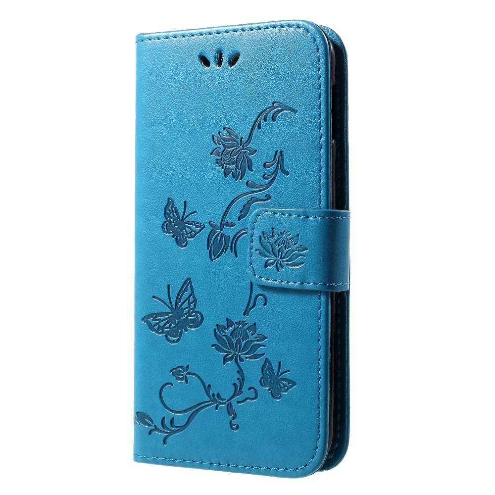 Étui en cuir à papillons pour Samsung Galaxy S10e, Bleu