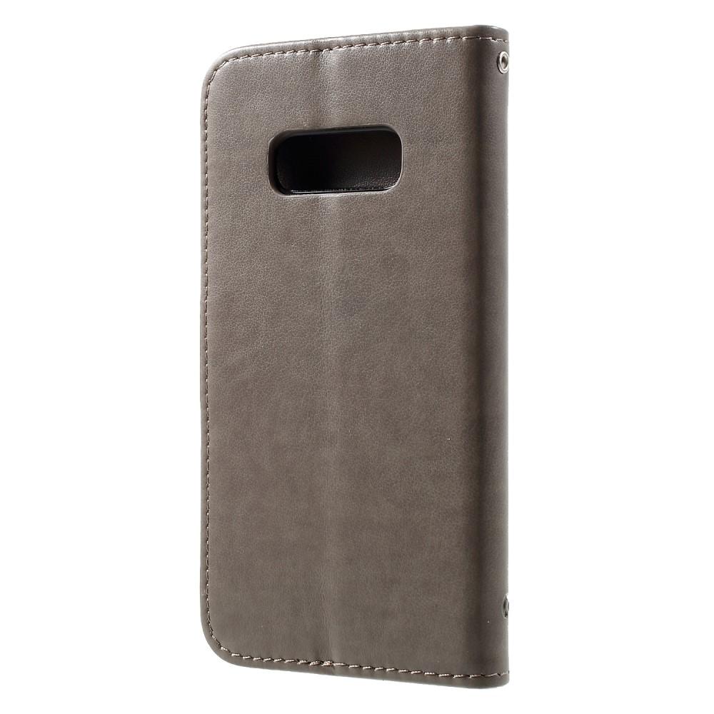 Étui en cuir à papillons pour Samsung Galaxy S10e, Gris