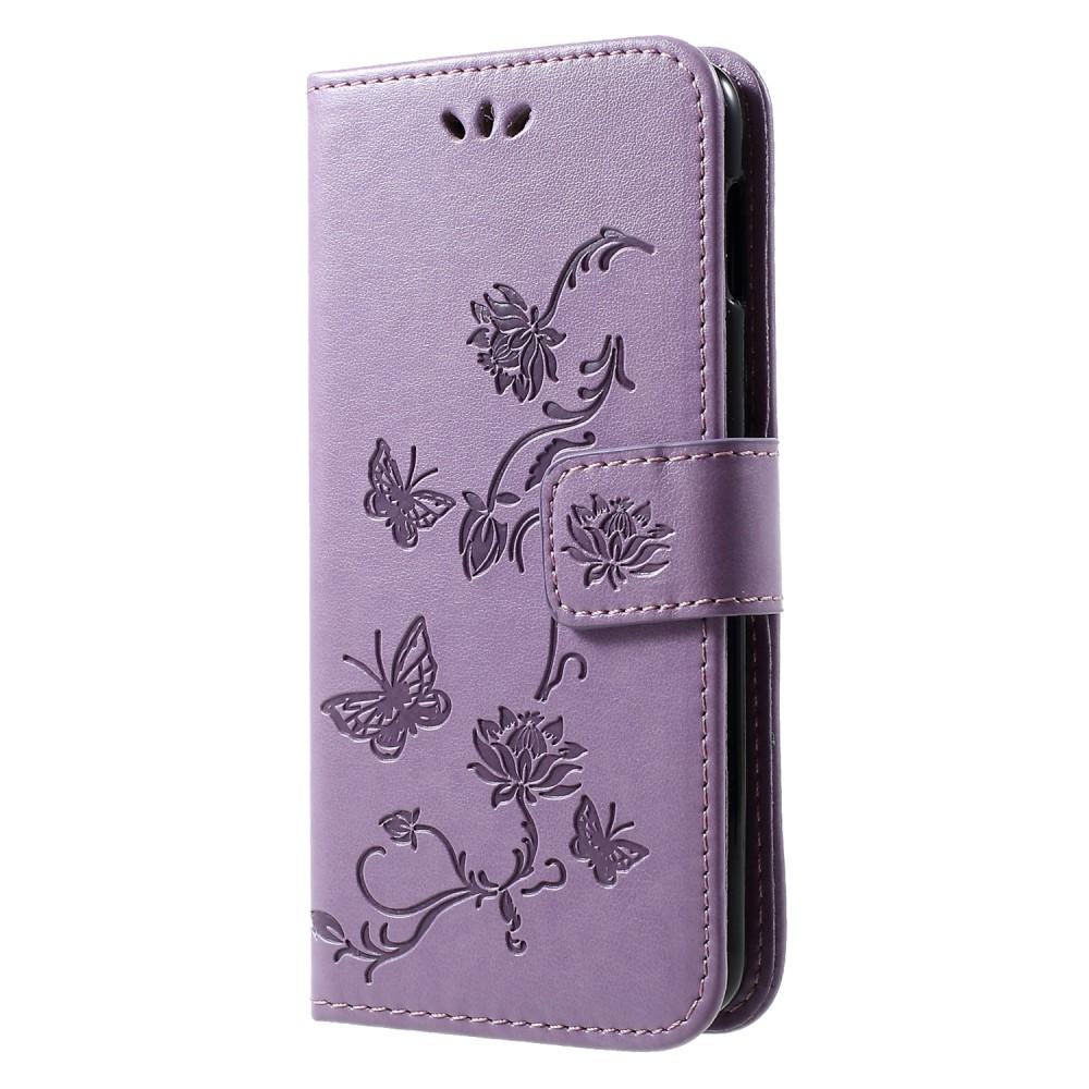 Étui en cuir à papillons pour Samsung Galaxy S10e, violet