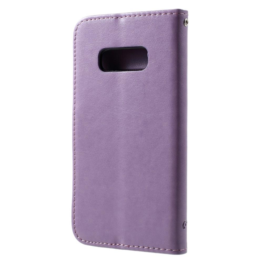 Étui en cuir à papillons pour Samsung Galaxy S10e, violet