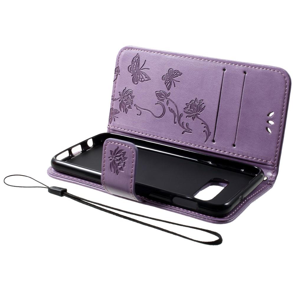 Étui en cuir à papillons pour Samsung Galaxy S10e, Violet