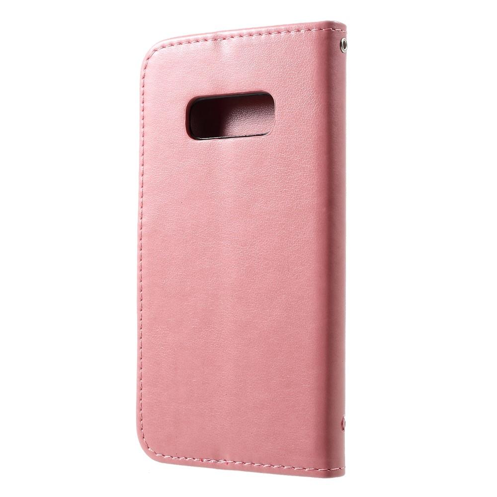 Étui en cuir à papillons pour Samsung Galaxy S10e, Rose