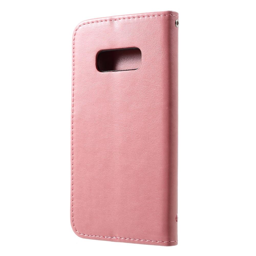 Étui en cuir à papillons pour Samsung Galaxy S10e, rose