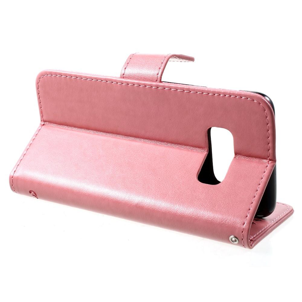 Étui en cuir à papillons pour Samsung Galaxy S10e, Rose