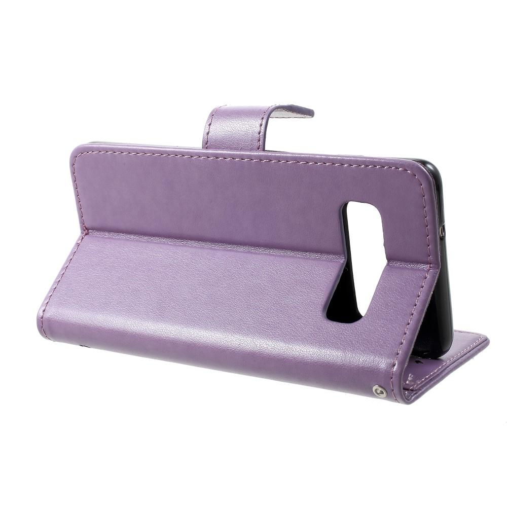 Étui en cuir à papillons pour Samsung Galaxy S10 Plus, Violet