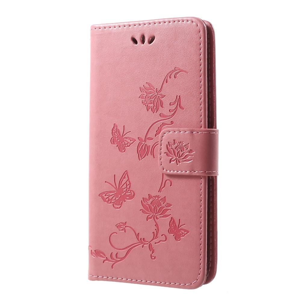 Étui en cuir à papillons pour Samsung Galaxy S10, Rose