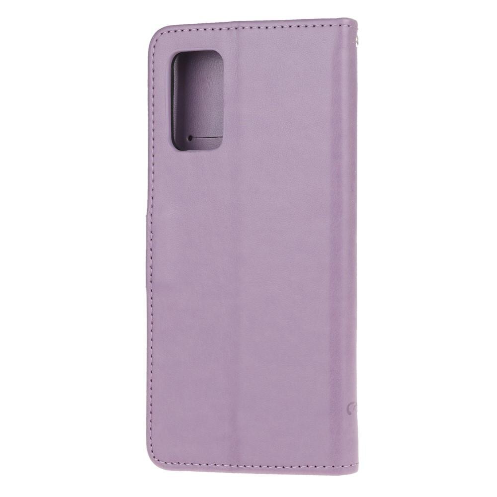 Étui en cuir à papillons pour Samsung Galaxy S20 Plus, violet