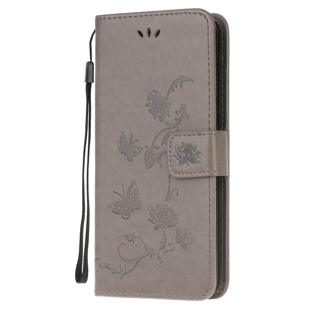 Étui en cuir à papillons pour Samsung Galaxy S20, Gris