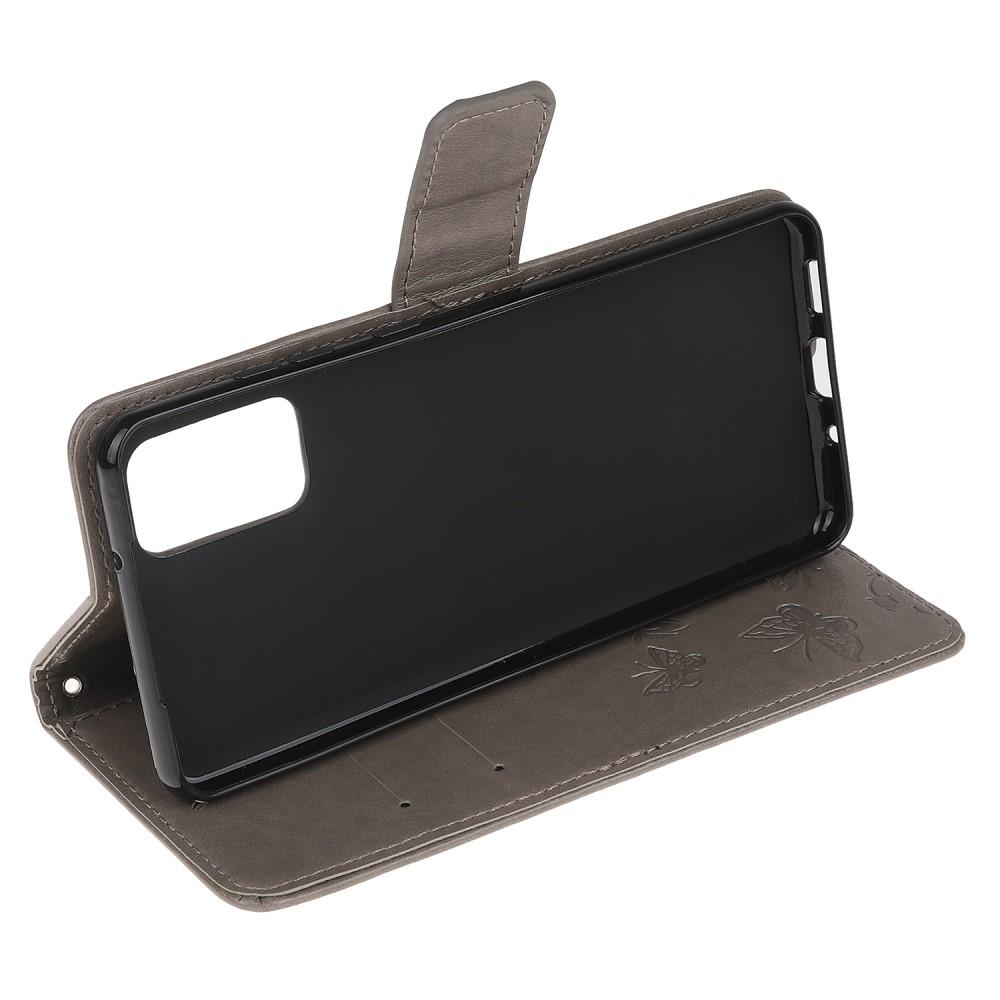 Étui en cuir à papillons pour Samsung Galaxy S20, Gris