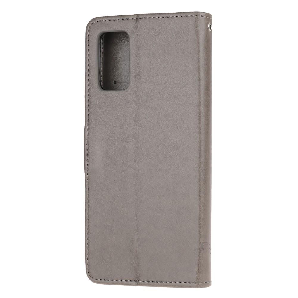 Étui en cuir à papillons pour Samsung Galaxy S20, Gris