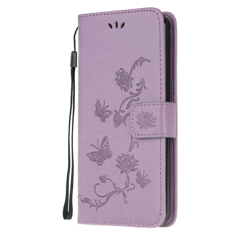 Étui en cuir à papillons pour Samsung Galaxy S20, violet