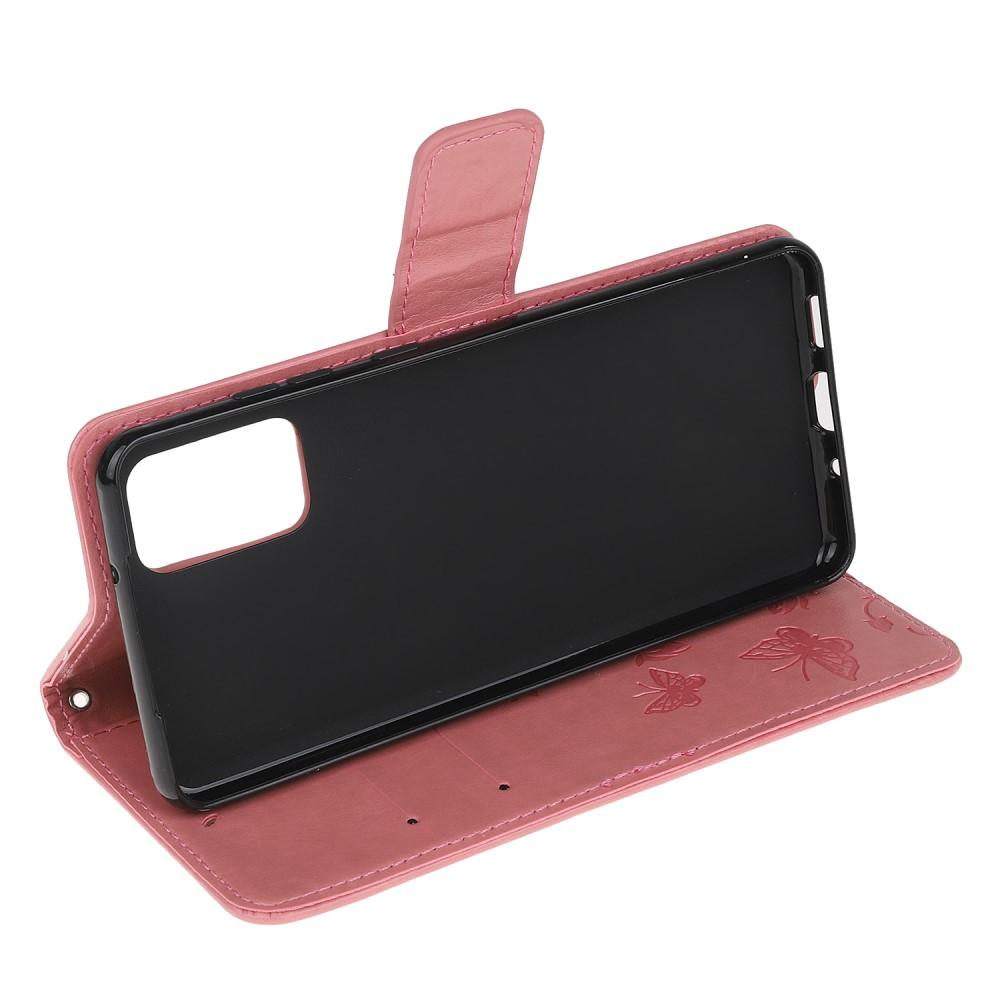 Étui en cuir à papillons pour Samsung Galaxy S20, Rose