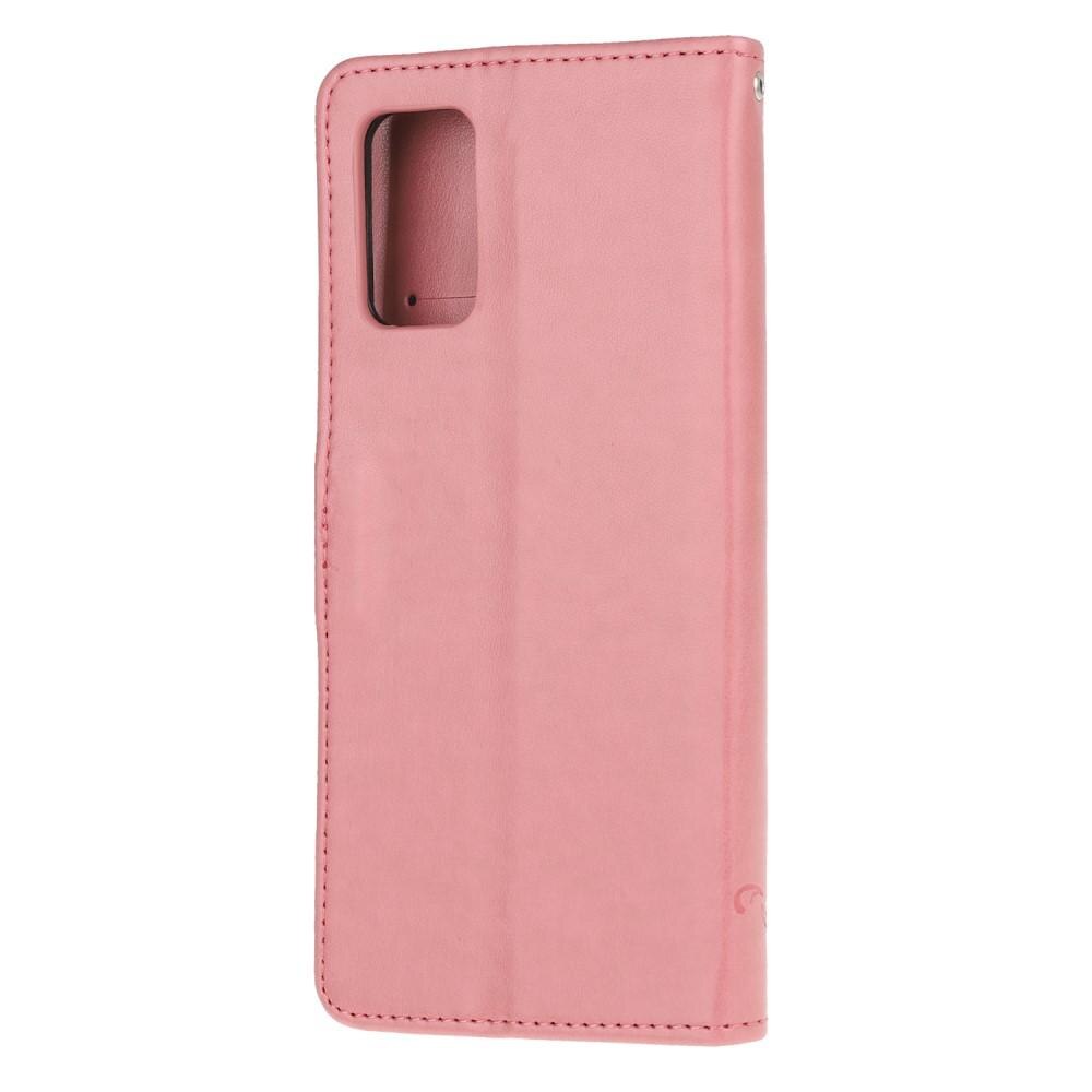 Étui en cuir à papillons pour Samsung Galaxy S20, Rose