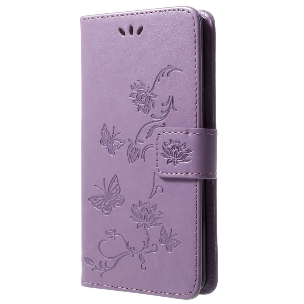 Étui en cuir à papillons pour Samsung Galaxy S9, Violet