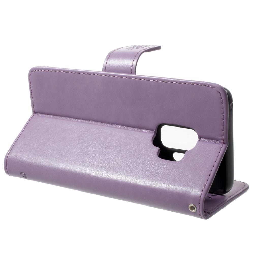 Étui en cuir à papillons pour Samsung Galaxy S9, Violet
