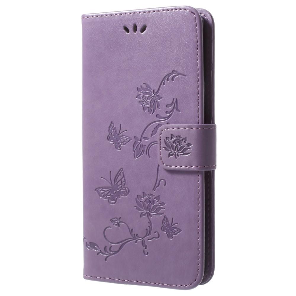 Étui en cuir à papillons pour Samsung Galaxy S9 Plus, Violet