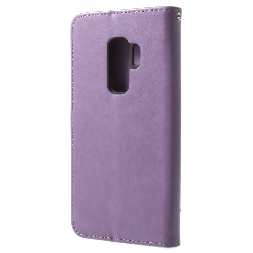 Étui en cuir à papillons pour Samsung Galaxy S9 Plus, violet